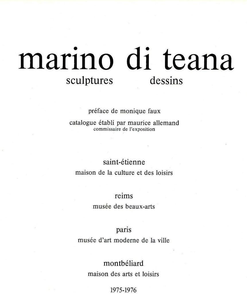 Extrait du Catalogue pour les expositions personnelles 1975 - 1976